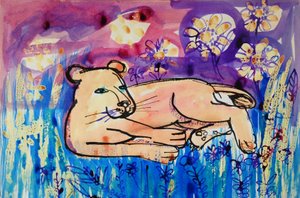 Lioness (akryylijulisteen väri ja värilliset musteet) tekijältä Brenda Brin Booker