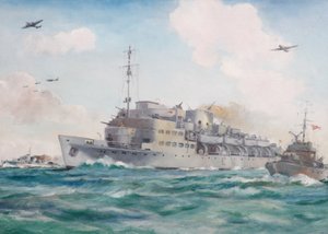 HMS Prins Albert matkalla Dieppeen mukanaan Commando nro 4, 19. elokuuta 1942 tekijältä Brian Joseph Mullen