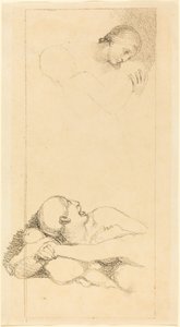 Pelästynyt mies katselee ylös; Nainen ja Lapset tekijältä British 18th Century after John Flaxman
