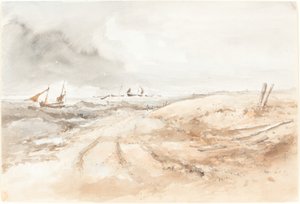 Rantakohtaus veneillä aaltoisessa vedessä tekijältä British 19th Century
