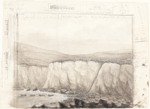 Luonnos veneistä kallion lähellä tekijältä British 19th Century