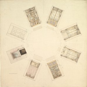 Kahdeksankulmainen huone osittaisella näköalalla, 1800-luku. tekijältä British Anonymous 19th Century.