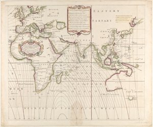 Uusi ja oikea merikartta koko maailmasta, jossa esitetään kompassin vaihtelut sellaisina kuin ne havaittiin vuonna 1700. tekijältä British School