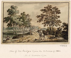 Sarja luonnoksia, näkymiä Isossa-Britanniassa, mantereella ja Amerikassa 1772-1778 (akvarelli) tekijältä British School
