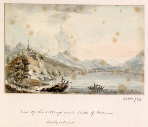 Sarja luonnoksia, näkymiä Isossa-Britanniassa, mantereella ja Amerikassa 1772-1778 (akvarelli) tekijältä British School
