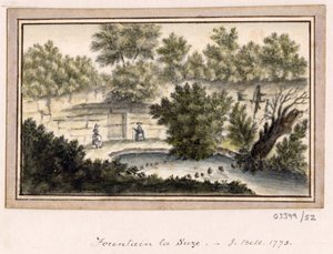 Sarja luonnoksia, näkymiä Isossa-Britanniassa, mantereella ja Amerikassa 1772-1778 (akvarelli) tekijältä British School