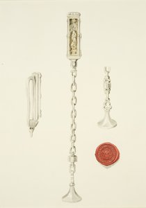 Pyhän Tapanin kirkon sinetti ja ketju, n. 1825 (kynä ja akvarelli paperille) tekijältä British School