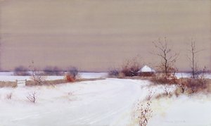 Snow Scene in Country, n. 1890 (wc ja guassi paperilla)
