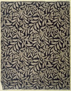 Hedelmät ja lehdet, valmistaja Warner & Ramin, n. 1875 (kudottu silkkikudos)