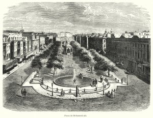 Mohammed Ali Square, Aleksandria, Egypti (litho) tekijältä Bruno Heinrich Strassberger
