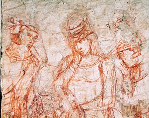 Metsästäjäjoukon sinopia, Trionfo della Morte, fresko ... (fresko)