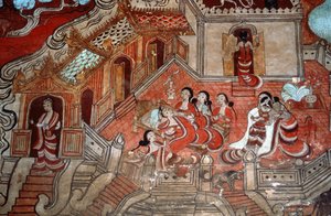 Kohtauksia bodhisattvan elämästä, 1776 (seinämaalaus) tekijältä Burmese School