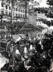 Kuningas Edward VII:n viimeinen matka Lontoon halki: hautajaiskorteesi Piccadillyssa, 1910 1911 tekijältä Byam Shaw