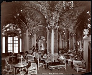 Teehuone Hotel Prince Georgessa, 1907 (hopeagelatiiniprintti) tekijältä Byron Company