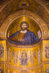Kuva Jeesuksesta, Santa Maria Nuovan katedraali, Monreale, Sisilia, Italia, Eurooppa tekijältä Byzantine