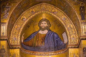 Kuva Jeesuksesta, Santa Maria Nuovan katedraali, Monreale, Sisilia, Italia, Eurooppa tekijältä Byzantine