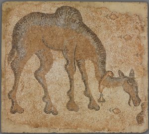Mosaiikkifragmentti laiduntavalla kamelilla tekijältä Byzantine