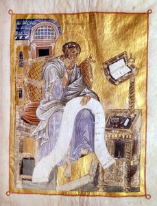 Pyhä Markus edustettuna 1200-luvun bysanttilaisessa käsikirjoituksessa, Lontoo, Victoria ja Albert. tekijältä Byzantine