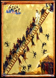 Pyhän Johanneksen taivaalliset tikapuut (tempera ja kulta puulle) tekijältä Byzantine