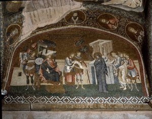 Laskenta, Maria ja Joosef ennen Herodes Suurta (Mosaiikki 1310-1320) tekijältä Byzantine