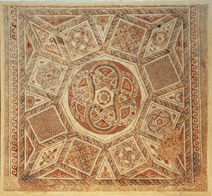 Mosaiikkilattia Deir Qalan linnoituksen bysanttilaisesta luostarista 6. vuosisadalta jKr (mosaiikki) tekijältä Byzantine Byzantine