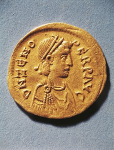 Numismatiikka, Muinainen Rooma, Kolikko edustaa Zenonia, Bysantin valtakunnan keisaria