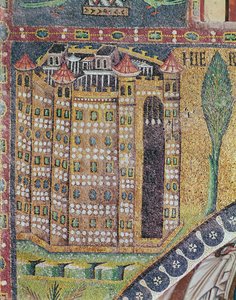 Yksityiskohta Jerusalemista (mosaiikki) tekijältä Byzantine School