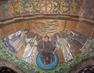 Italia, Emilia-Romagna, Ravenna, Basilica of San Vitale, Absidial-altaan mosaiikki tekijältä Byzantine School