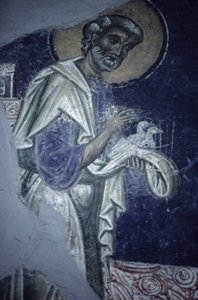 St. Joseph, yksityiskohta Kristuksen esittelystä temppelissä, n. 1164 tekijältä Byzantine School