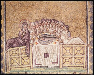 Viimeinen ehtoollinen (mosaiikki) tekijältä Byzantine School