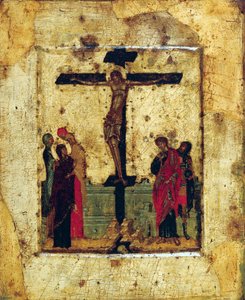 Ristiinnaulitseminen, 1300-luvun loppu. tekijältä Byzantine icon.