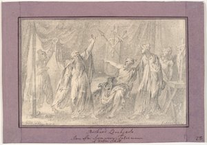 Richard Leijonasydän. Kohtaus Walter Scottin romaanista "Talisman" (1825). tekijältä C.A. Lorentzen