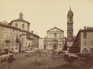Milanon näkymät: Piazzo Santo Stefano tekijältä C.D. Wagner