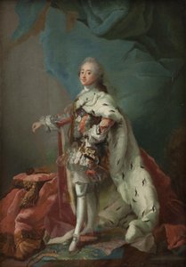 Tanskan kuningas Frederik V voiteluvaatteissa