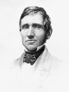 Muotokuva Charles Goodyearista (1800-1860), yhdysvaltalainen itseoppinut kemisti ja keksijä, joka kehitti vulkanoitua kumia, kaiverrus