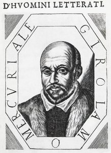 Girolamo Mercurialen (1530-1606), italialaisen lääkärin ja filosofin muotokuva, mustepiirustus tekijältä J.B. and Brown J. Rowbotham