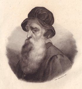 Italian kuvanveistäjä ja kultaseppä Benvenuto Cellinin (1500-1571) muotokuva, Caterina Piotti-Pirolan kuparikaiverrus Giorgio Vasarin maalauksesta tekijältä J.B. and Brown J. Rowbotham