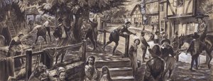 1700-luvun seurakuntakuva (guassi paperille) tekijältä C.L. Doughty