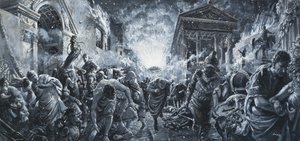 Kaupungin tuho (guassi paperille) tekijältä C.L. Doughty
