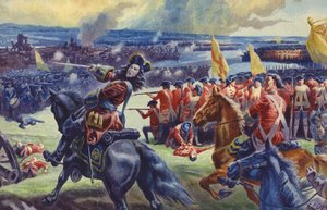Kuningas Yrjö II Dettingenin taistelussa () (guassi paperille) tekijältä C.L. Doughty