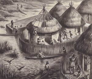 Järven asukkaat Glastonburyssa (guassi paperille) tekijältä C.L. Doughty