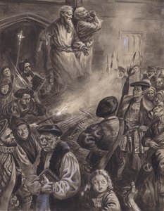 Ridleyn ja Latimerin marttyyrius (guassi paperille) tekijältä C.L. Doughty