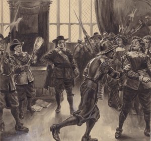 Oliver Cromwell karkottaa parlamentin alahuoneen jäljellä olevat jäsenet. tekijältä C.L. Doughty