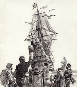 Kultainen hindu (guassi paperille) tekijältä C.L. Doughty