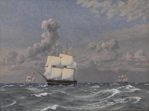 Fregatti ja jotkut muut risteilyalukset tekijältä Christoffer Wilhelm Eckersberg