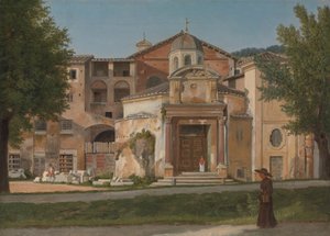 Osio Via Sacraa, Rooma Pyhän Cosmasin ja Damianuksen kirkko, n. 1814-15. tekijältä Christoffer Wilhelm Eckersberg