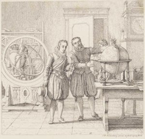 Christian IV vierailee Tycho Brahen luona Uranienborgissa tekijältä Christoffer Wilhelm Eckersberg