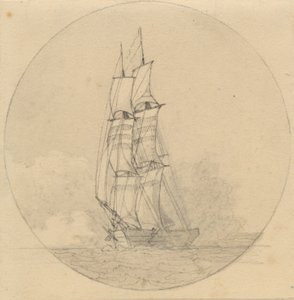 Prikki purjeen alla edestä katsottuna. tekijältä Christoffer Wilhelm Eckersberg