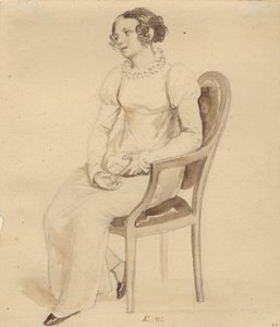 Nainen istuu nojatuolissa ikkunaa päin tekijältä Christoffer Wilhelm Eckersberg