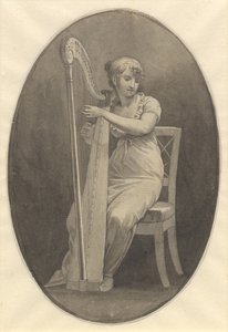 Harppua soittava nainen tekijältä Christoffer Wilhelm Eckersberg